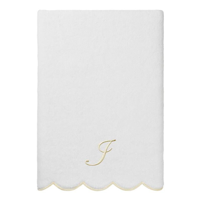Authentic Hotel and Spa 100% Turkish Cotton Beige ADORNIA Scallop Personalized 3 Piece Towel Set - 3 Piece Set