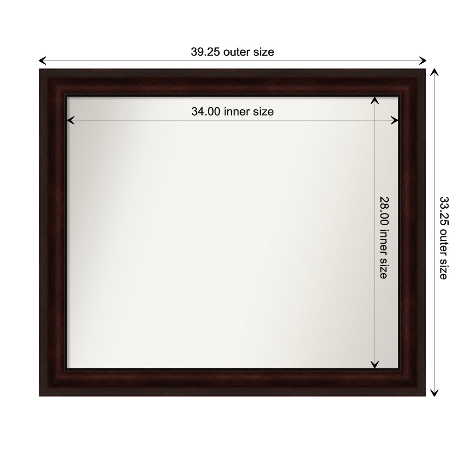 Coffee Bean Brown Framed Non-Beveled Custom Wall Mirror, Bathroom Vanity Mirror