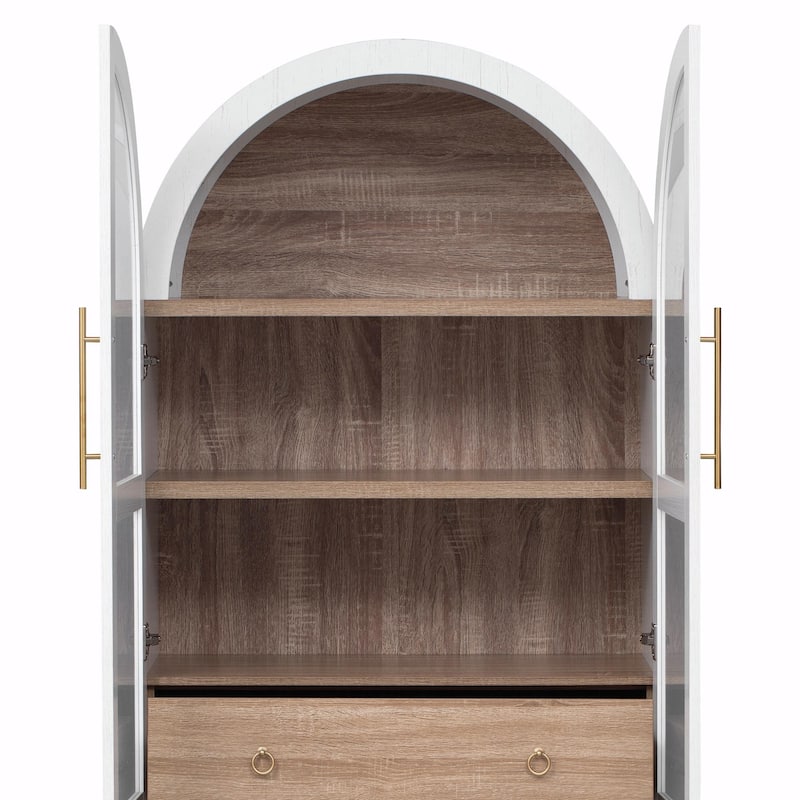 71" Tall Arched Kitchen Pantry Cabinet with Door Shelves