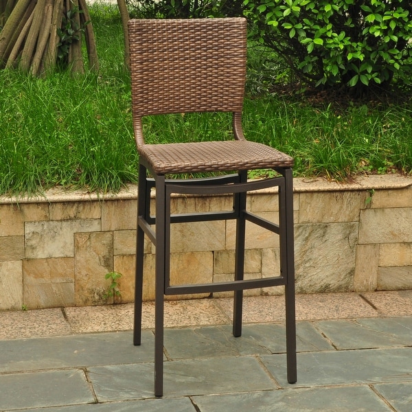 International Caravan Resin Wicker Bar height Barstool Set of 2