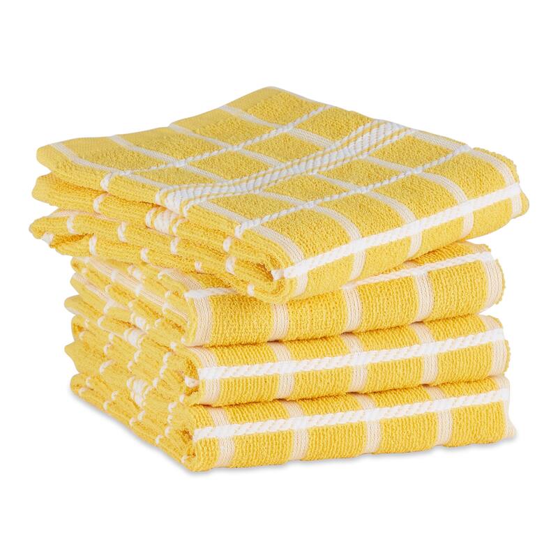 DII Solid Honey Gold Windowpane Terry Dishtowel 4 Piece
