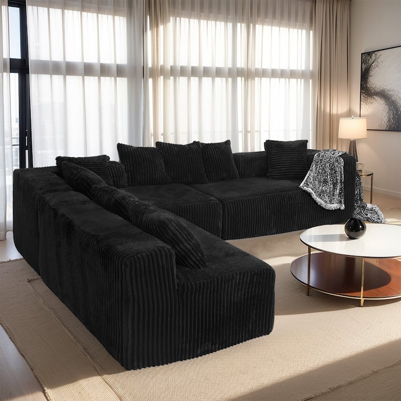 Modular U-Shaped Sectional Sofa 4-Seater Chaise Lounge with Reversible Design for Living Room Bedroom