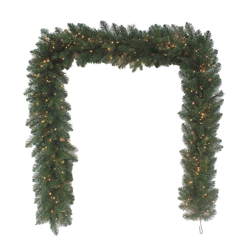 Kurt Adler 9-Foot Battery-Operated Prelit Warm White LED Noble Fir Garland - Multi-Color