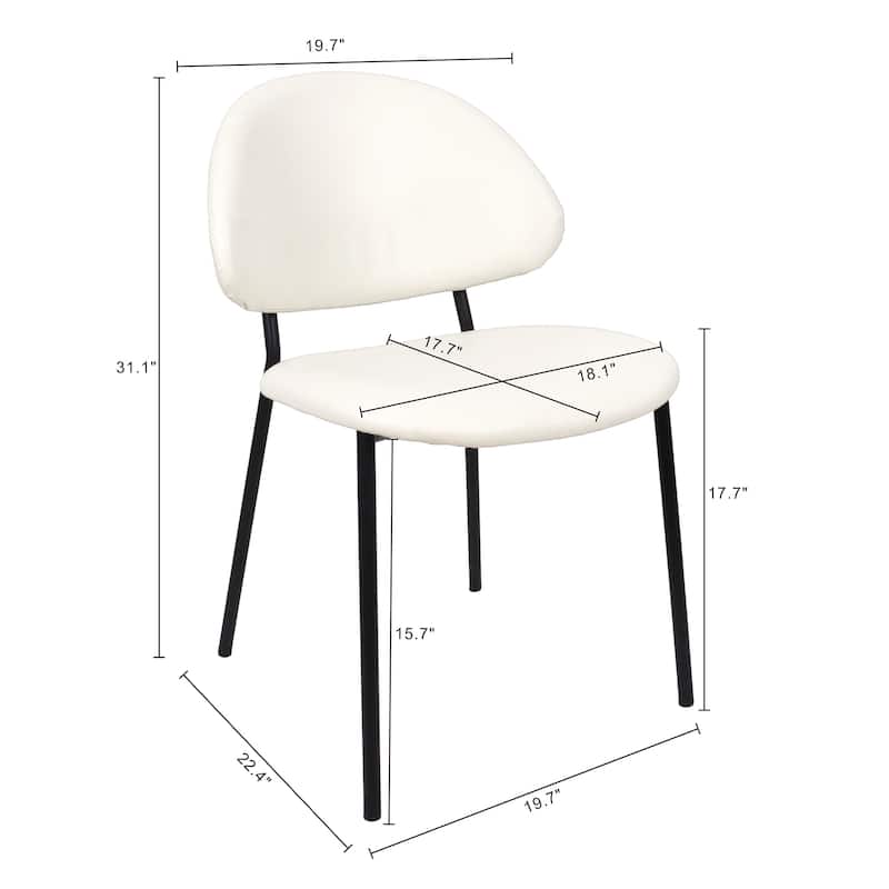 Manhattan Comfort Haven Vegan Leather Metal Side Chair - Set of 4