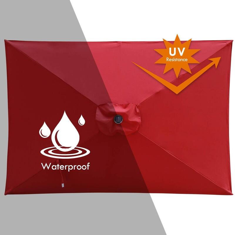 Patio Umbrella and Solar Lights 6.5 ft. x 10 ft, 26 LED lights
