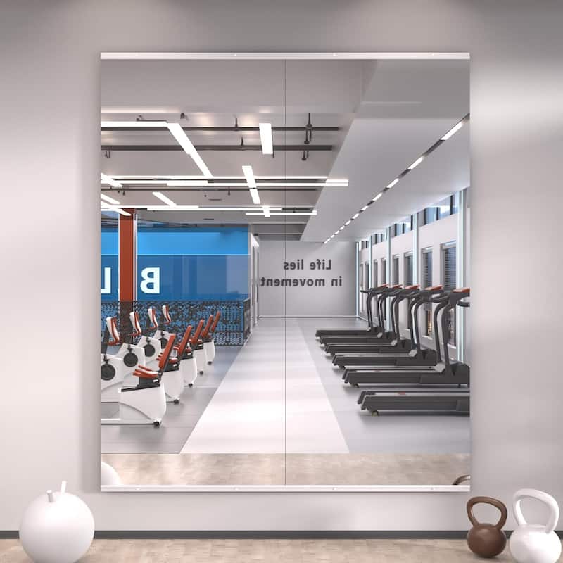 Full Length Tempered Glass Mirror - Rectangular Wall Mirror for Yoga, Gym & Dance Studio(Set of 2/3) - 56" x 24"-2PCS