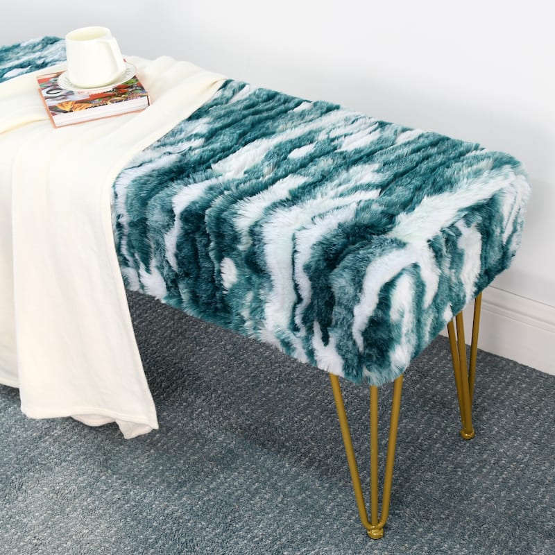 Home Soft Things Soft Fauxfur Ottoman Fuzzy Entryway Bench Seat