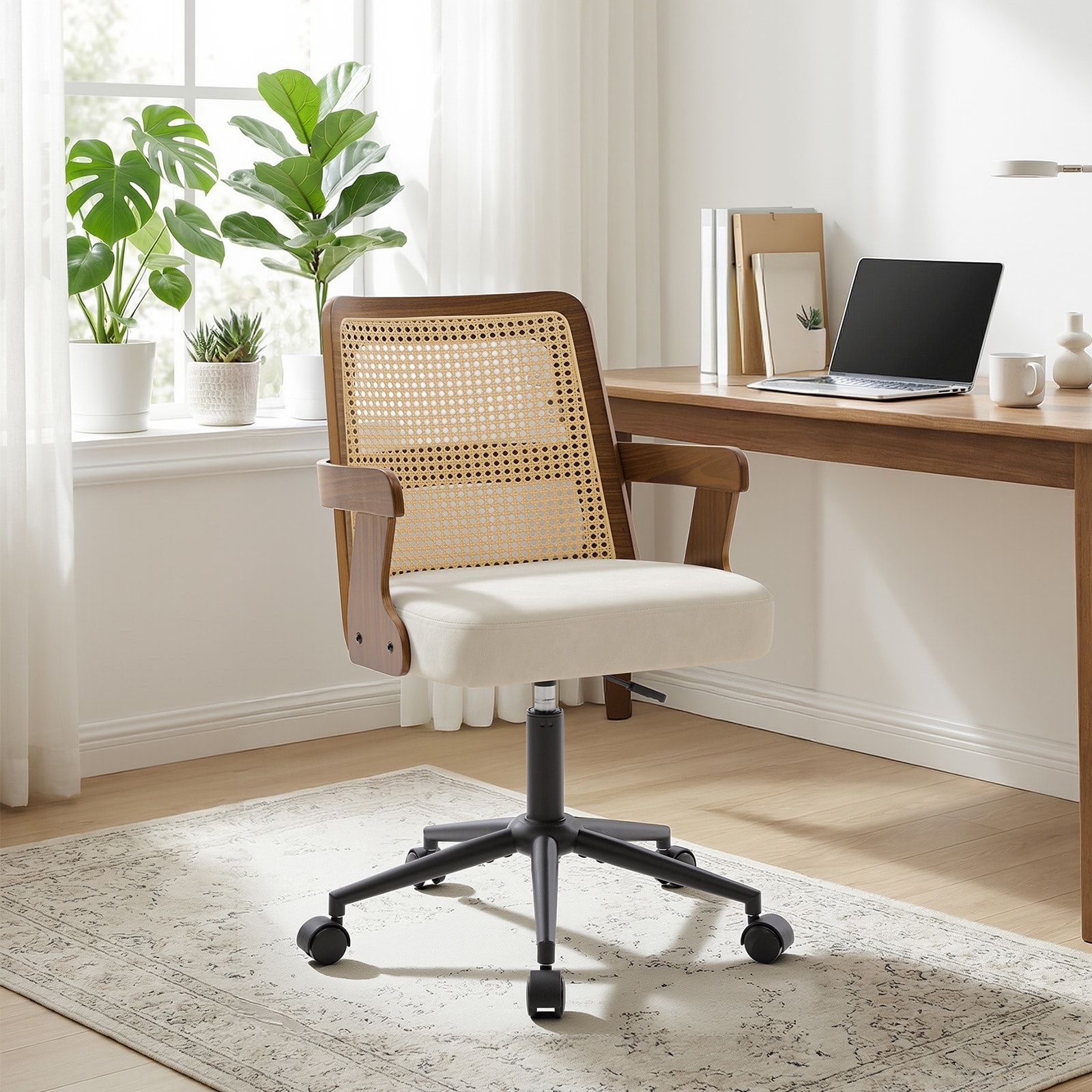 Swivel Home Office Chair Adjustable Height Desk Chair with Wheels and Armrests - 32.7"-36.6"H x 19.9"W x 22.8"D