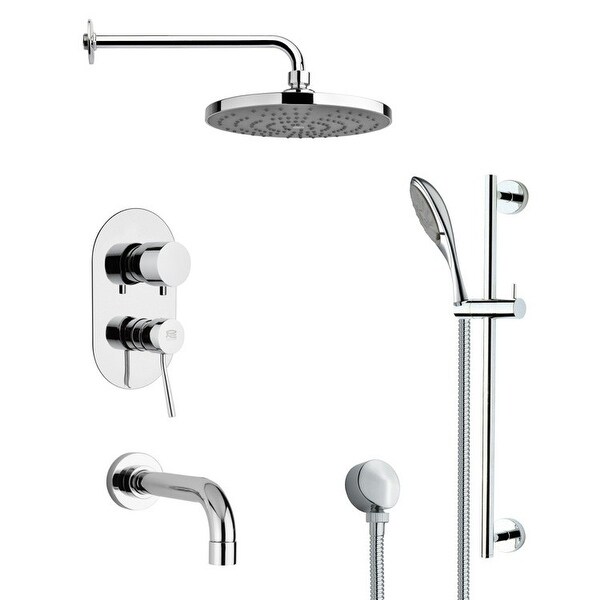 Nameeks TSR9083 Remer Shower Tub and Shower Trim Package with Single Function Rain Shower head and Hand Shower - Chrome
