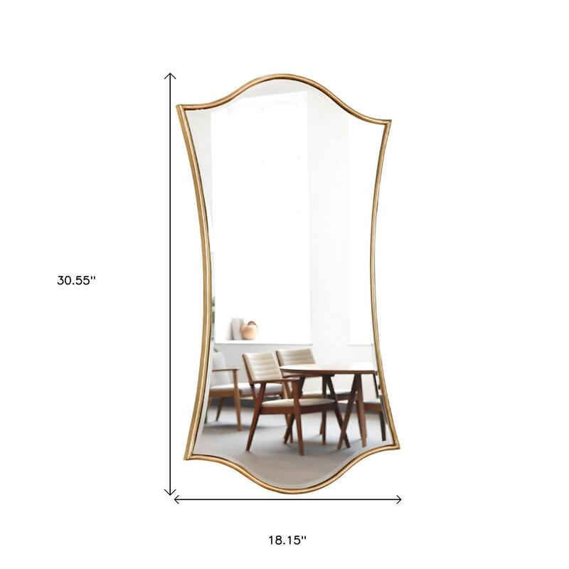 HomeRoots 31" Gold Scalloped Metal Framed Accent Mirror - 18.15' X '30.55' X '0.6