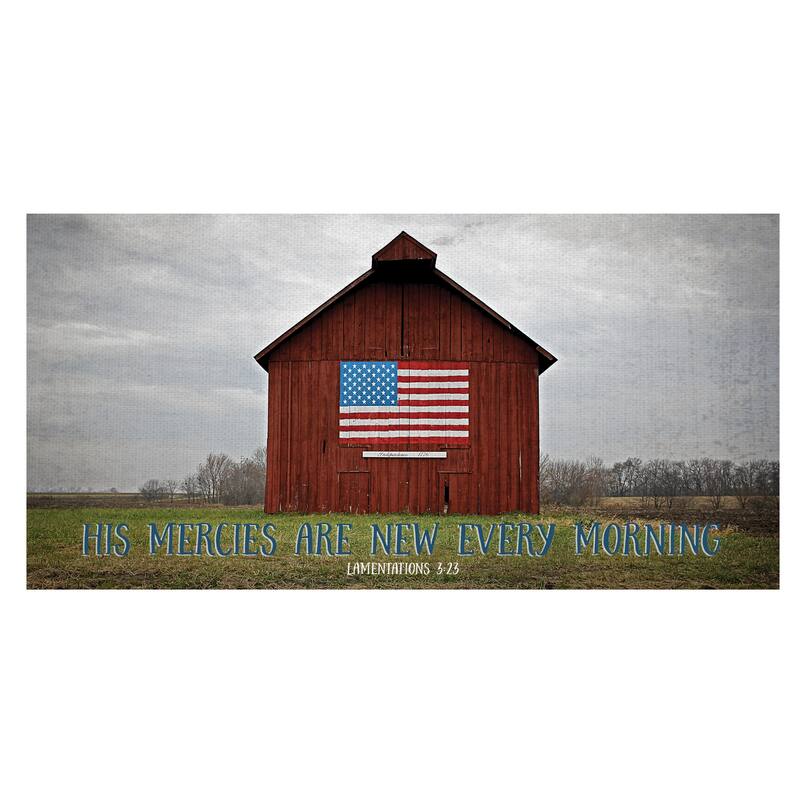 Patriotic Barn Scenes His Mercies Canvas Art Print