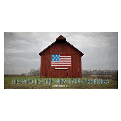 Patriotic Barn Scenes His Mercies Canvas Art Print