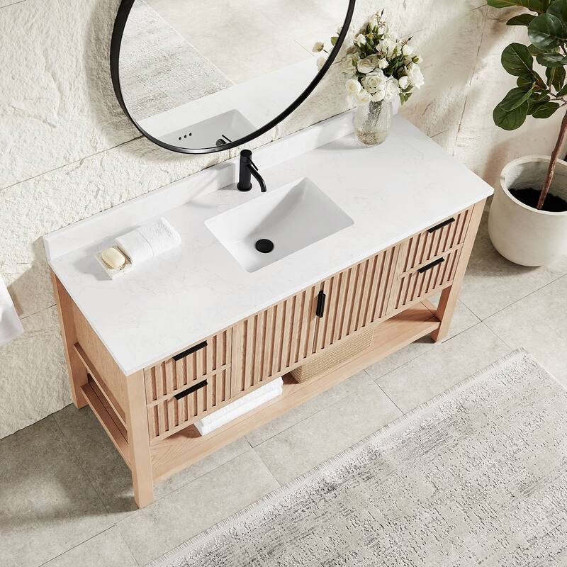 Tehran Bath Vanity with Composite Stone Top without Mirror