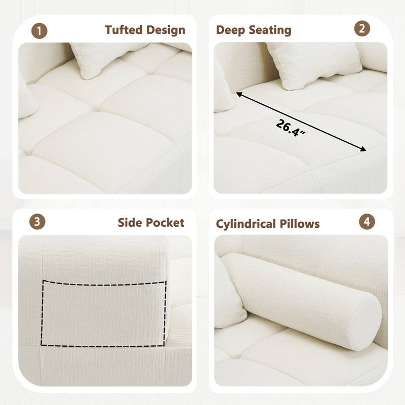 101.2" Modular Free-combined Sectional Sofa with Deep Seating and Two Side Pockets