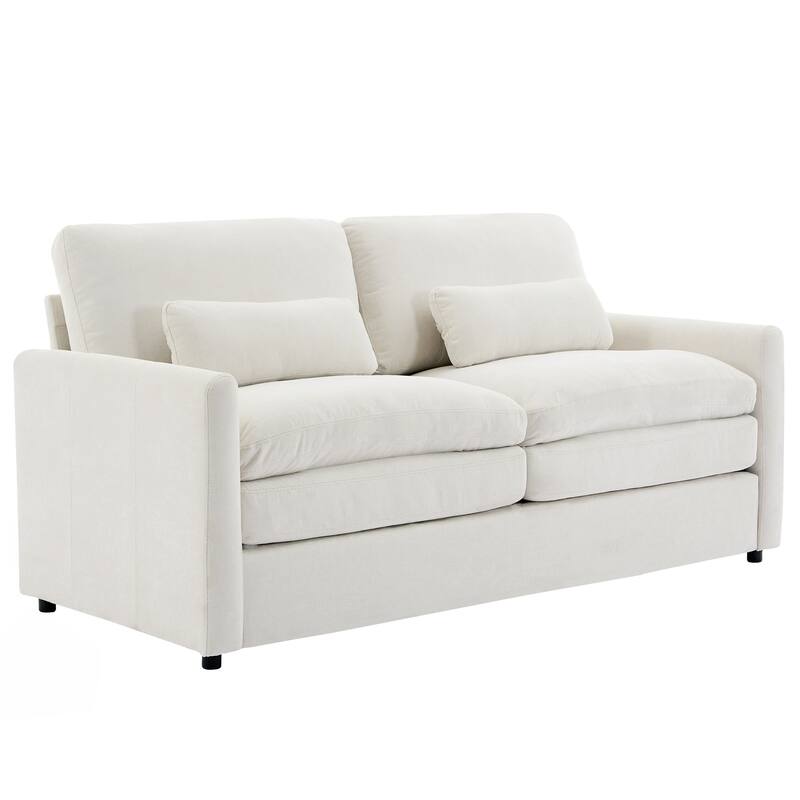 2 Seat Couch Loveseat Sofa with Double-Layered Cushion, Modern Sofa Ergonomic Loveseat Sofa with Lumbar Pillow