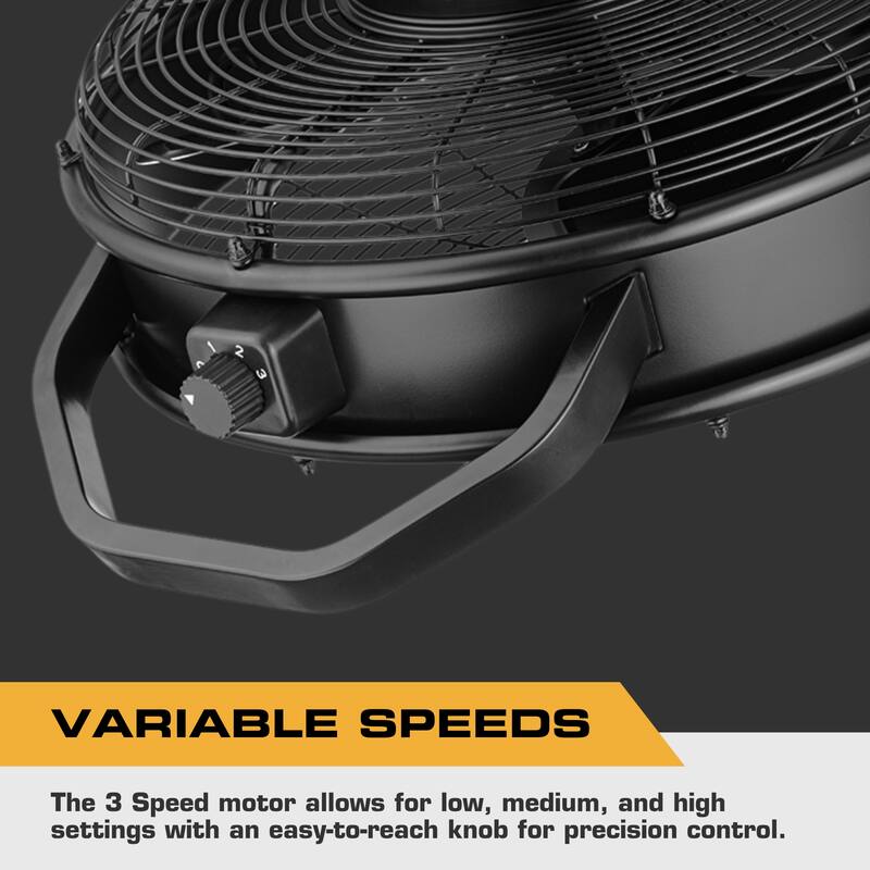 18" Mule Matte Black Outdoor Wet-Rated Dual-Mount Garage Fan, 3-Speed AC Motor - 20 Inches