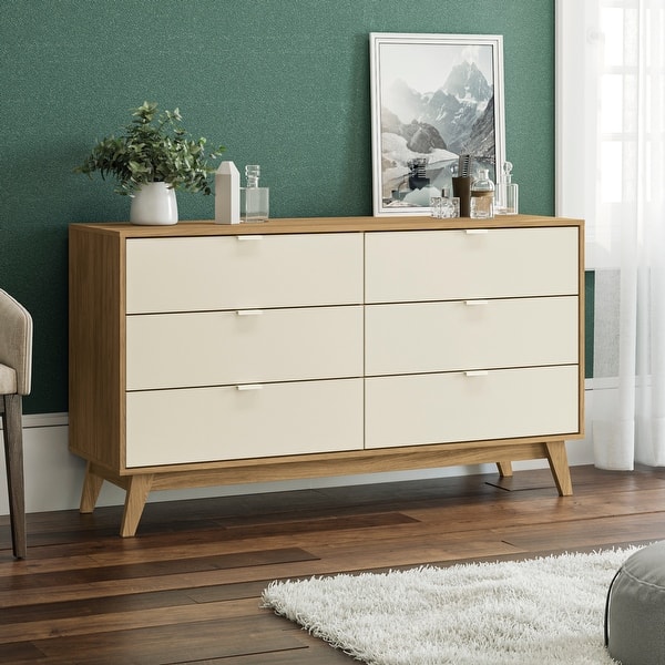 Hartford 6 Drawer Dresser Light Brown/Crème Bed Bath & Beyond