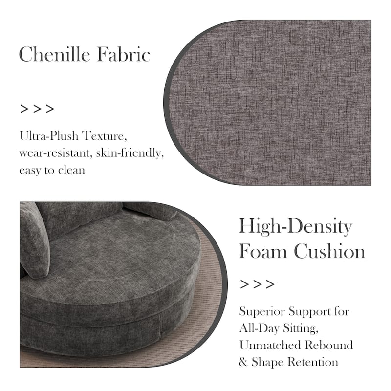 50.2"W Accent Barrel Chair,360° Swivel Club Chair with Metal Base