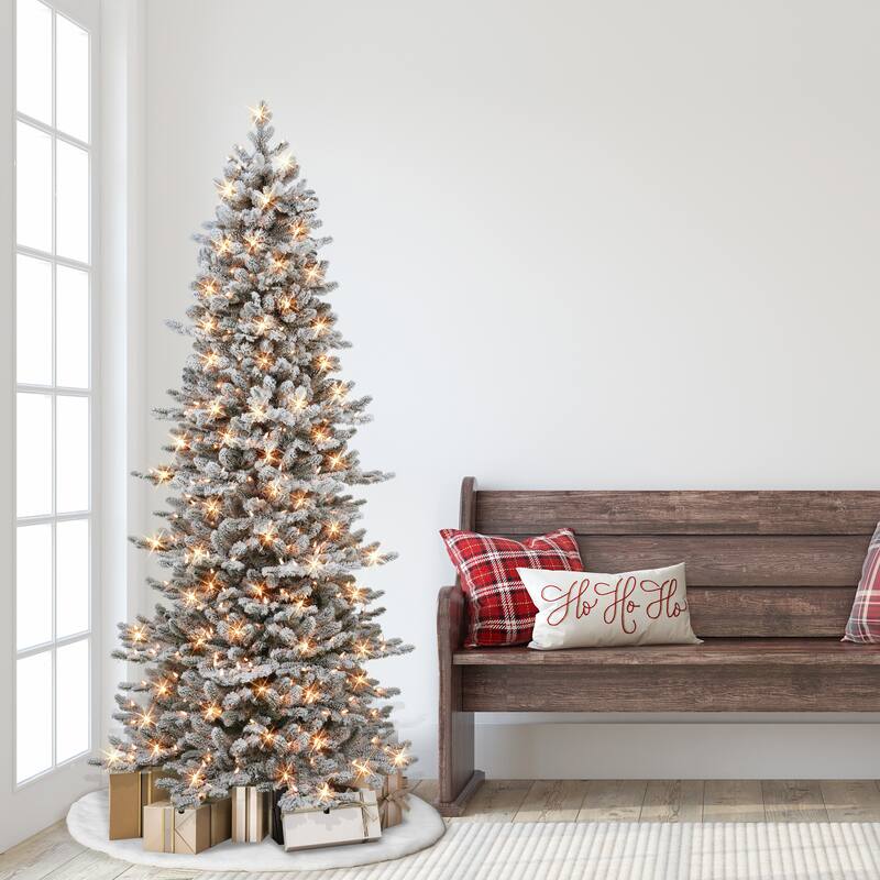 Puleo International 6.5 ft. Pre-lit Slim Royal Majestic Douglas Fir Downswept Artificial Christmas Tree