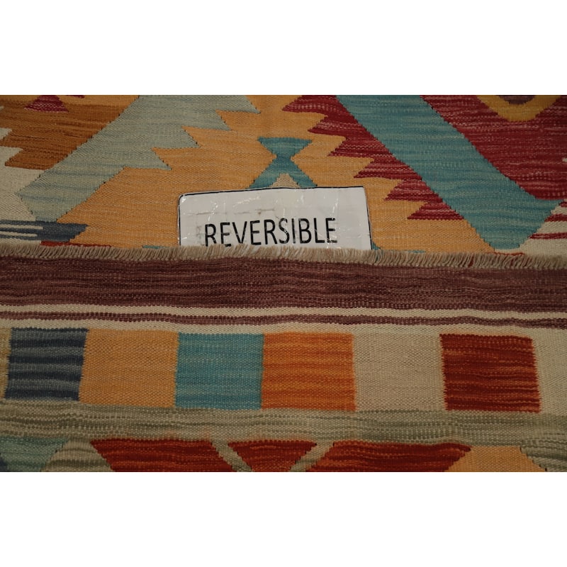 Hand Woven Oriental 100% Wool Carpet Southwestern Tribal Multi-Colored Kilim Area Rug - 8' 8'' X 5' 6''