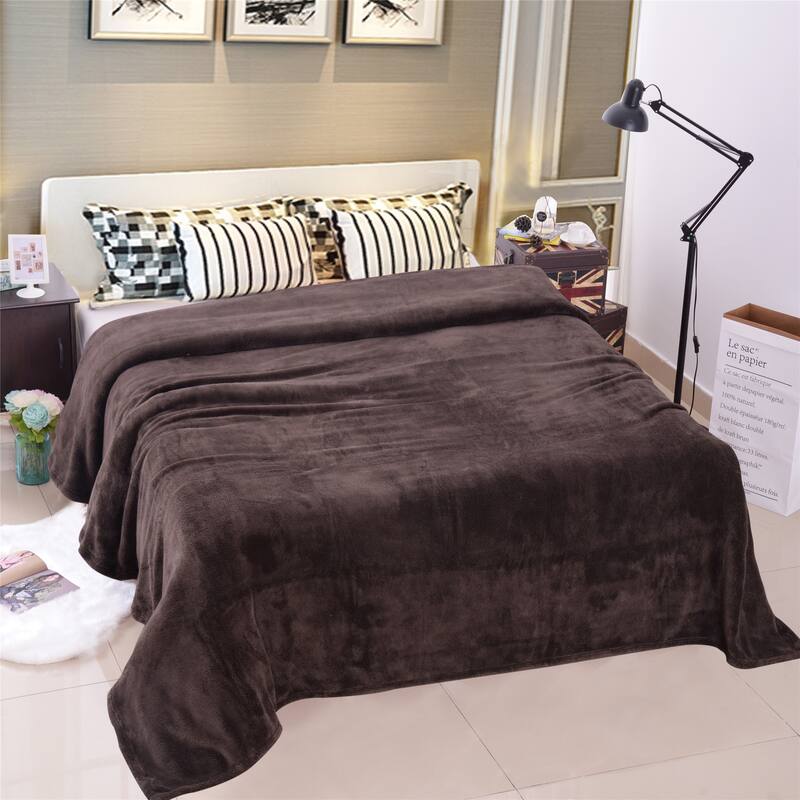 Luxury All Season Flannel Fleece Blanket - King(79"x91") - Brown