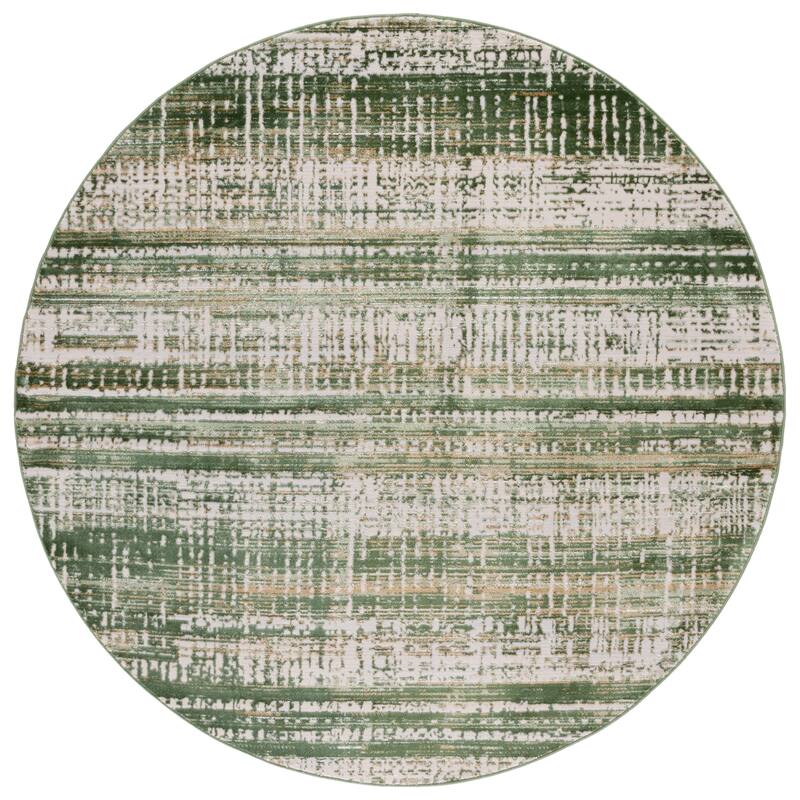 SAFAVIEH Prestige Mirtie Contemporary Rug - 6'7" Round - Ivory/Green