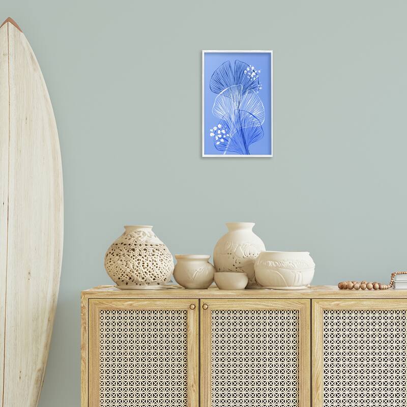 Stupell Layered Blue Gingkoes Framed Giclee Art Design By Martina Pavlova