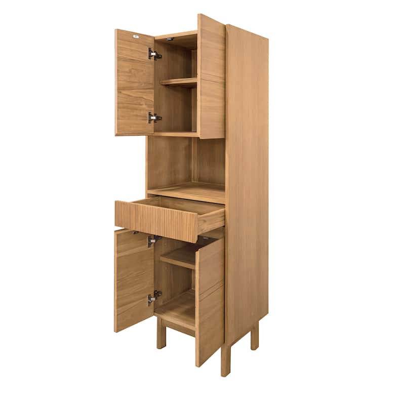 Avanity Kayla 20 in. Natural Teak Freestanding Linen Cabinet - 20"W x 15.7"D x 68.7"H