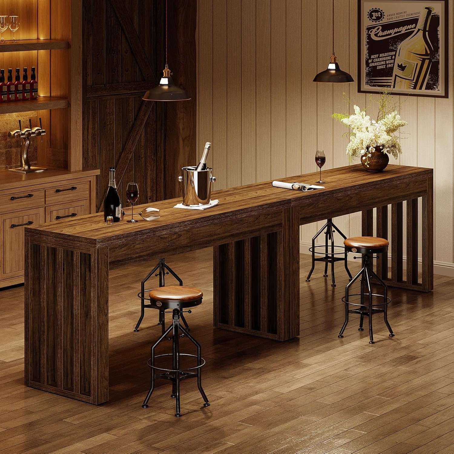 63-inch Bar Height Table, Farmhouse Counter Height Pub Dining