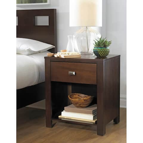 Riva One Drawer Nightstand in Chocolate Brown