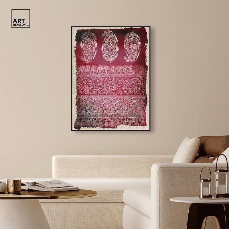 Burgundy Stamps Canvas by Art Remedy