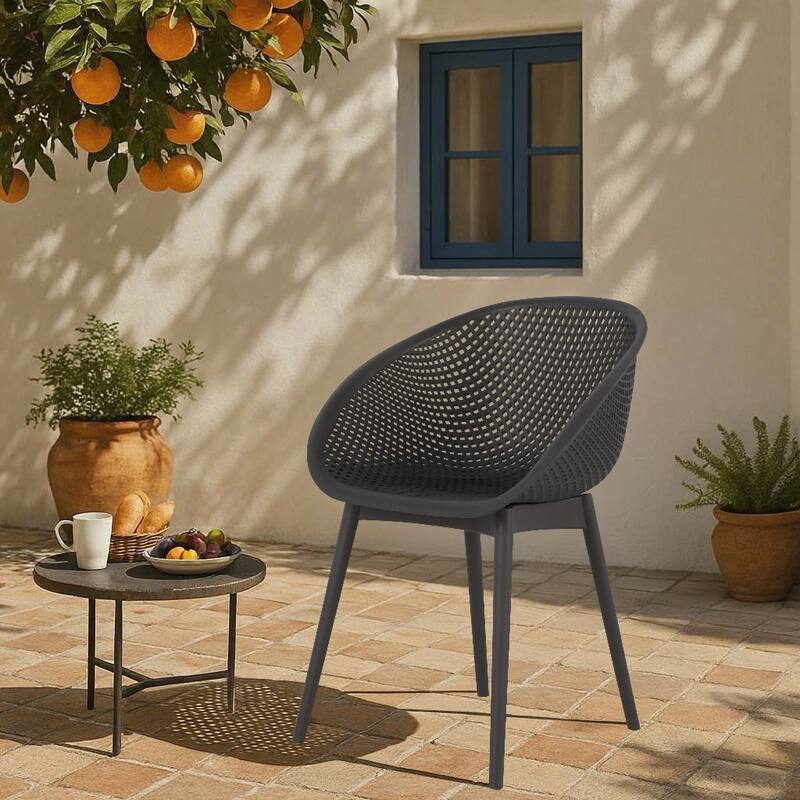 2-Pack Modern Lounge Chairs - Indoor/Outdoor All-Weather PP Plastic, Lightweight for Patio, Beach, Living Room
