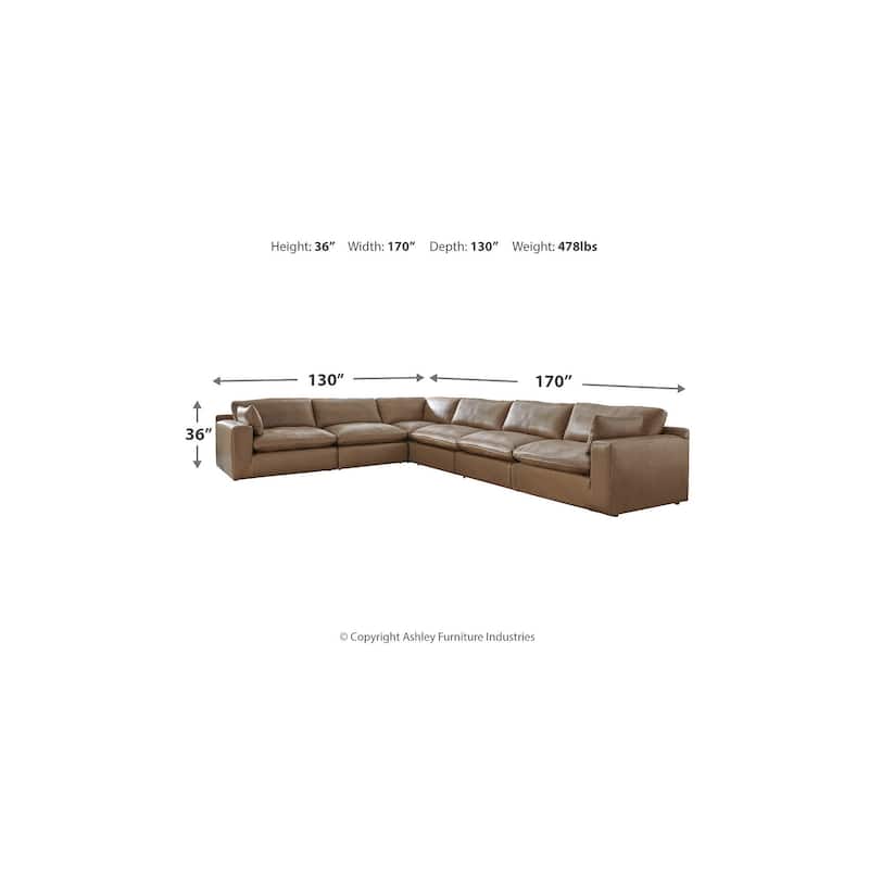 Signature Design by Ashley Emilia Medium Brown 6-Piece Sectional - 170"W x 130"D x 36"H