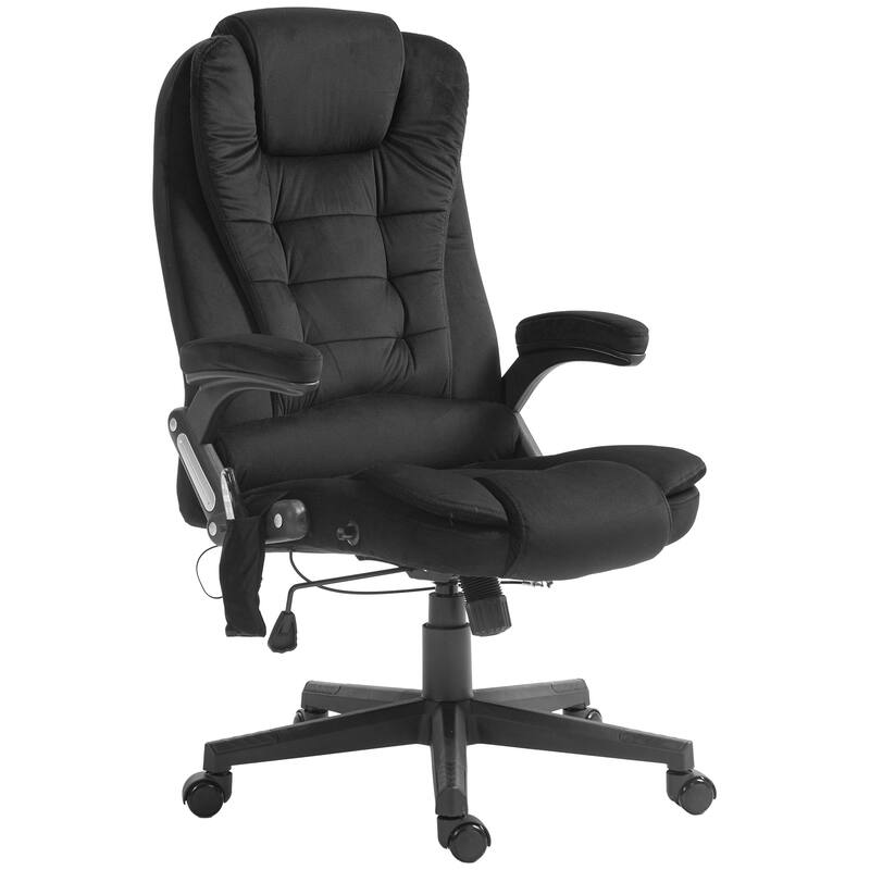Characteristic Heated Massage Chair Gaming Chair, Black Reclining Executive Chair Computer Chair Drafting Chair with Padded Arm