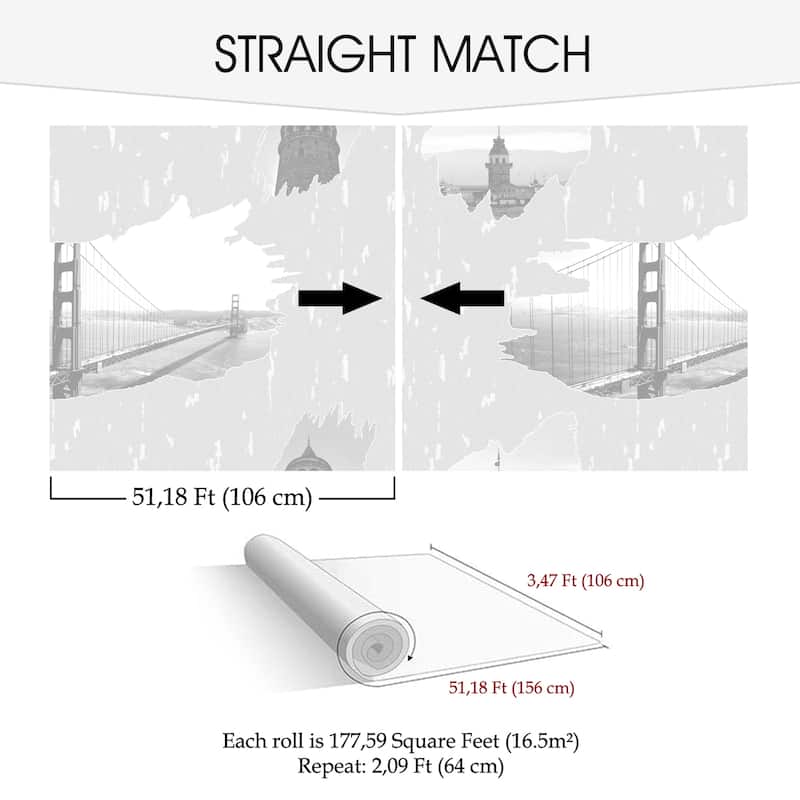 SUSSEXHOME Removable Wallpaper-Waterproof, Strippable, Light Resistance & Cleanable Wall Paper Roll-Wallpaper-Istanbul