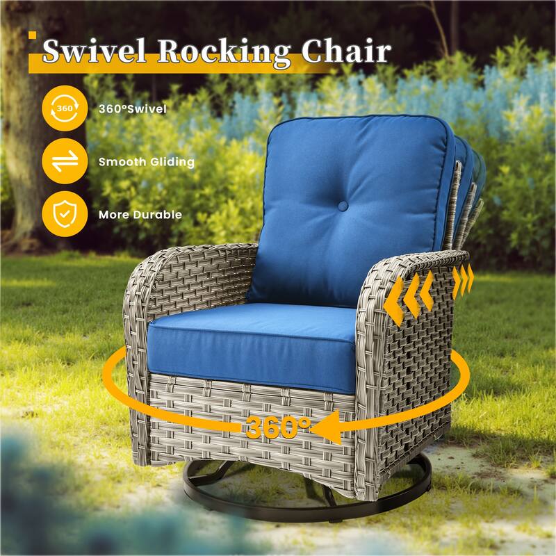 HOOOWOOO 9-piece Wicker Patio Furniture Set Sectional Sofa with Swivel Chair.