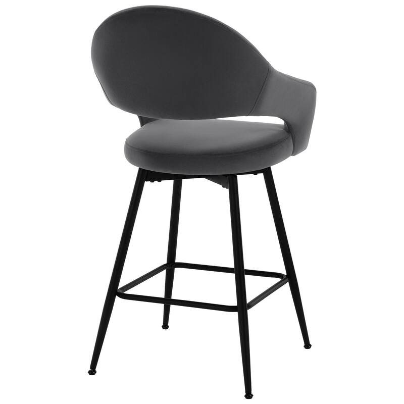 26" Velvet/ Faux Leather Counter Height Swivel Bar Stools Set of 2/4 - 39.2"H x 20.4"W X 22"D