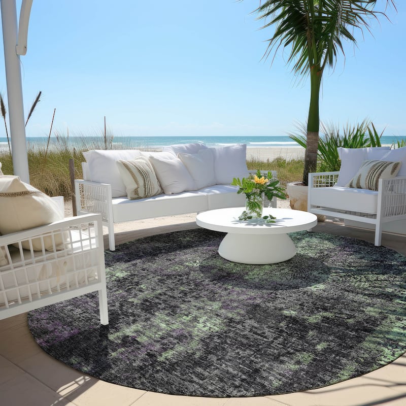 Machine Washable Indoor/ Outdoor Chantille Contemporary Abstract Rug - Granite - 8' x 8'