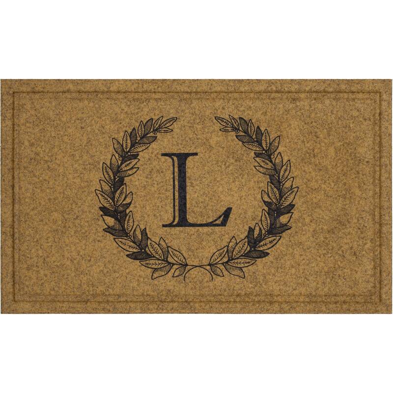 Mohawk Home Monogram Initial Faux Coir All Weather Recycled Rubber Door Mat - 2' x 3' - Laurel Monogram L