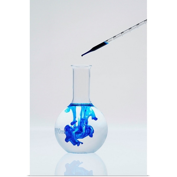 "Blue liquid being dropped into a beaker of clear water" Poster Print
