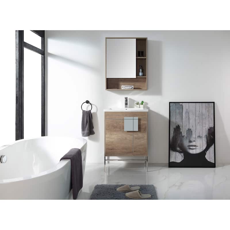 24-inch Modern Bathroom Vanity Set w/ Vitreous China Sink Top