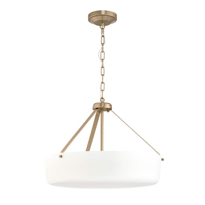 Lieon Three-Light Convertible Pendant with White Glass - Champagne Bronze - 21