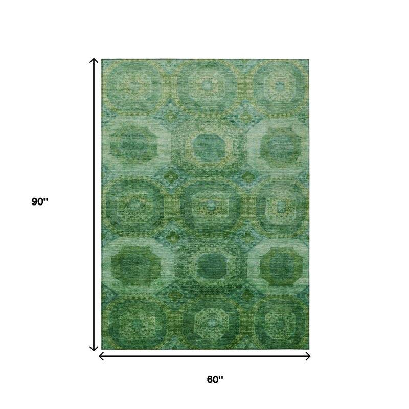 HomeRoots Medallion Transitional Rectangle Outdoor Rug
