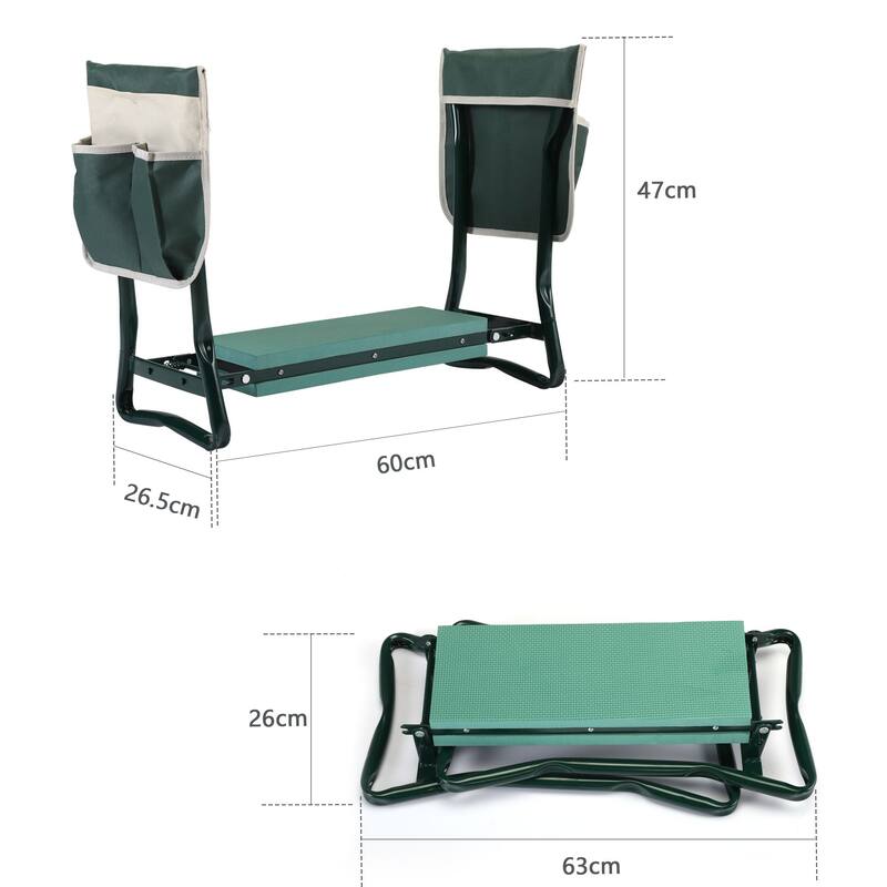Outdoor 2-in-1 Garden Stool and Kneeler with Tool Bags