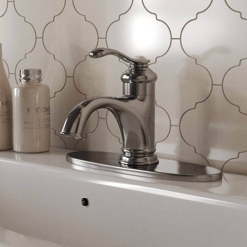 Chrome Single Hole Sink Faucet 6.5 Inch with 8 Inch Plate Renovators Supply