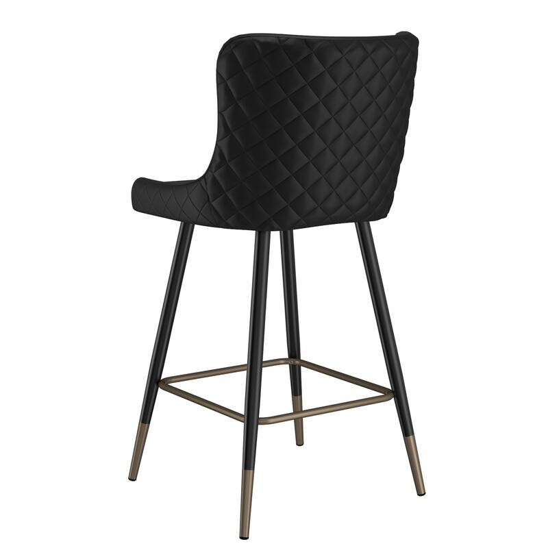 Contemporary Faux Leather and Metal 26" Counter Stool, Set of 2 - N/A
