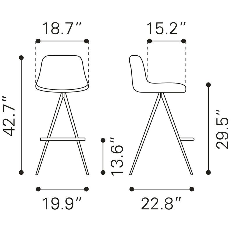 Barstool (Set of 2) - 19.9" W x 22.8" D x 42.7" H
