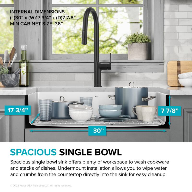 KRAUS Pintura Porcelain Enameled Steel Undermount Kitchen Sink
