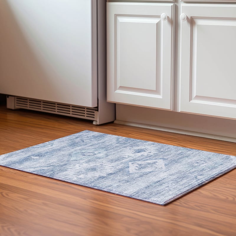 Premium Washable Super Soft Tribal Boho Mayfield Rug - Blue - 1' 8" x 2' 6" - Rectangle