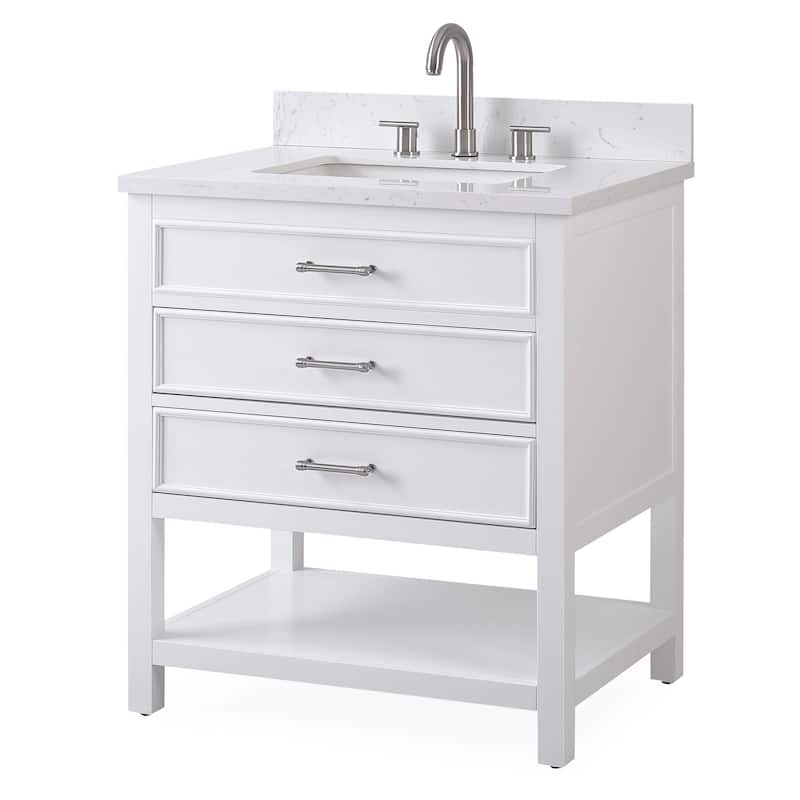 30" Tennant Brand Felton White Finish Single Sink Bathroom Vanity